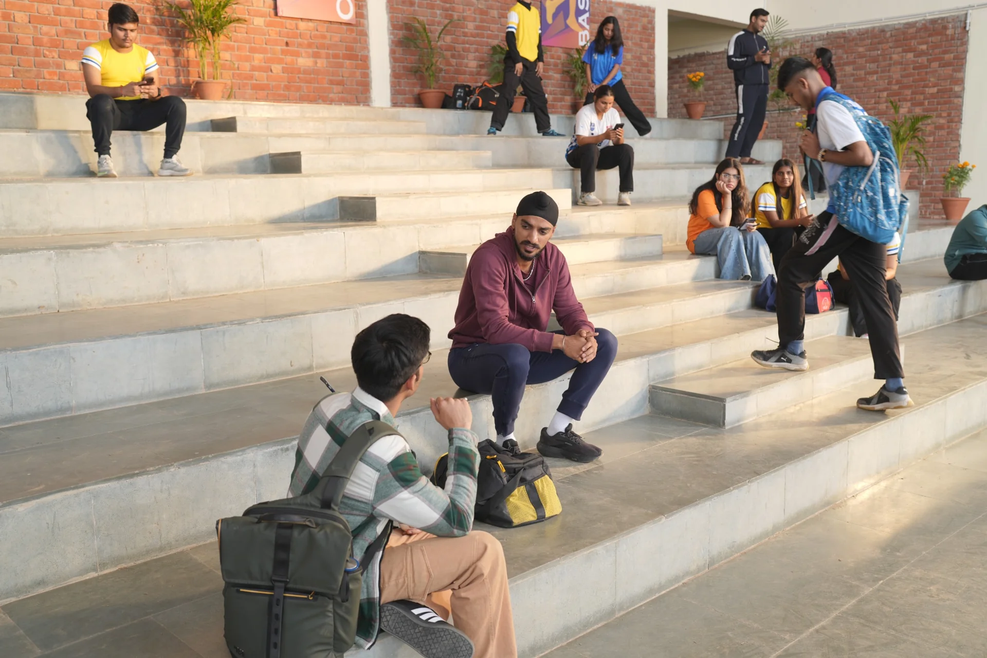 Scene preparation on the indoor steps
